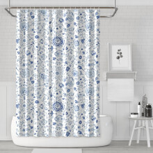 Duschvorhang mit Blumenmuster „Pioneer Flower“, 183 x 183 cm, dekoratives Duschvorhang-Set fürs Badezimmer mit 12 Haken, wasserdicht und waschbar