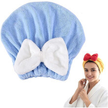 Mikrofaser-Haarturban mit süßer Schleife, super saugfähig und schnelltrocknend, ideal für nasses Haar, sowie eine dicke, weiche Badehaube.
