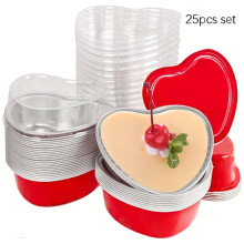 Valentinsdag hjerteformet mini brødform med låg, 95 g engangsbageform – til kager, muffins, fester, bryllupper, fødselsdage