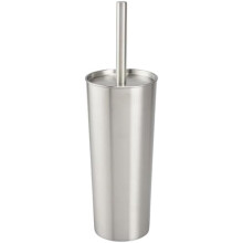 Conjunto de escova de vaso sanitário Slim Metal - Suporte moderno de chão para banheiro - Prático com acabamento resistente à ferrugem - Prateado