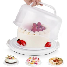 Supporto per torte senza BPA con coperchio e manici per torte, cupcake e crostate da 25 cm - Base a doppia faccia, compatibile con i supporti per
