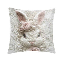 Örngott med påskharetryck, 45x45cm, dekorativt kuddfodral med 2D-broderi för soffa i vardagsrummet, mjuk polyester för heminredning