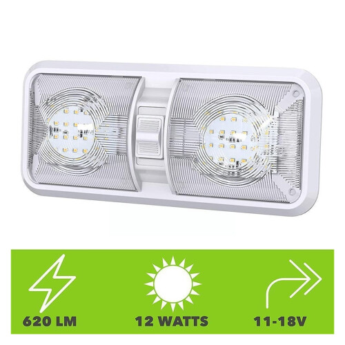 Plafoniera interna a LED per camper, 12V, 48 LED, bianca, 1 pezzo 1