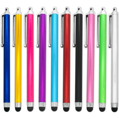 Pacote com 10 canetas stylus capacitivas universais compatíveis com iPad, iPhone 6/6s/7/7s/8 Plus, Kindle, Samsung Note/S5-S8+ e tablets.