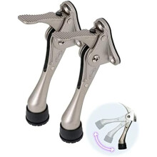 HASHI Türstopper mit Ein-Klick-Öffnung, robust, höhenverstellbare Gummifüße, satiniertes Nickel, 10 cm, 2er-Pack