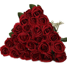 20 rose artificiali nere realistiche in seta con steli lunghi per decorazioni domestiche, matrimoni e feste.