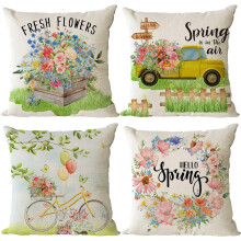 Fundas de cojín primaverales de 20x20, juego de 4. Fundas de cojín florales para sofá, sillón o exteriores – Compatibles con rellenos de 20