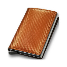 Cartera inteligente con bloqueo RFID y expulsión automática de tarjetas, tarjetero metálico, compatible con tarjetas de crédito.