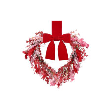 1 corona de ratán de 30 cm con lazo romántico – Rosa, ideal para el Día de San Valentín, bodas y decoración de porches – Compatible con