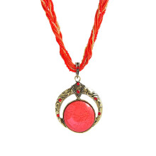Boho-Halskette für Damen, Türkis-Schmuck, Statement-Halskette mit Perlen, Vintage-Anhänger, klobige Kette, Damen