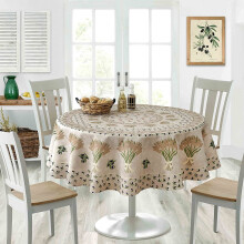 Runde Tischdecke aus Stoff mit Weizen- und Olivenmuster im französischen Landhausstil, 70 Zoll