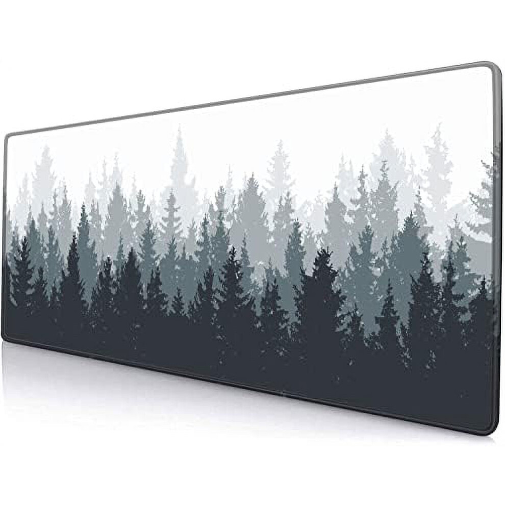 Gaming Mouse Pad Large, Keyboard Mouse Mat Desk Pad, Non-Slip Rubber Base With Stitched Edges Mousepad, 31.5X11.8 Inch Misty Forest Tree 9557311895876