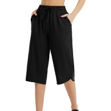 Leichte Damen-Caprihose mit Kordelzug im Bund – atmungsaktiv, bequeme Passform, Seitentaschen, Größen S–2XL, geeignet für Sommer und Sport