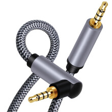Cablu audio auxiliar mascul-mascul de 3,5 mm cu unghi drept de 90 de grade pentru stereo auto, acasă și difuzor de computer (placat cu aur, cupru