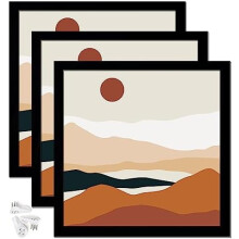 Schwarzes 8x8"-Bilderrahmen-Set (3er-Set), hochtransparent für quadratische Fotos, zur Wand-/Tischpräsentation, horizontale/vertikale Montage