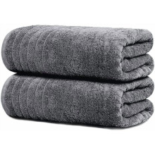 2er-Pack extra große Badetücher (89 x 178 cm), 100 % Baumwolle, superweich, saugfähig, schnelltrocknend, extra groß, dunkelgrau