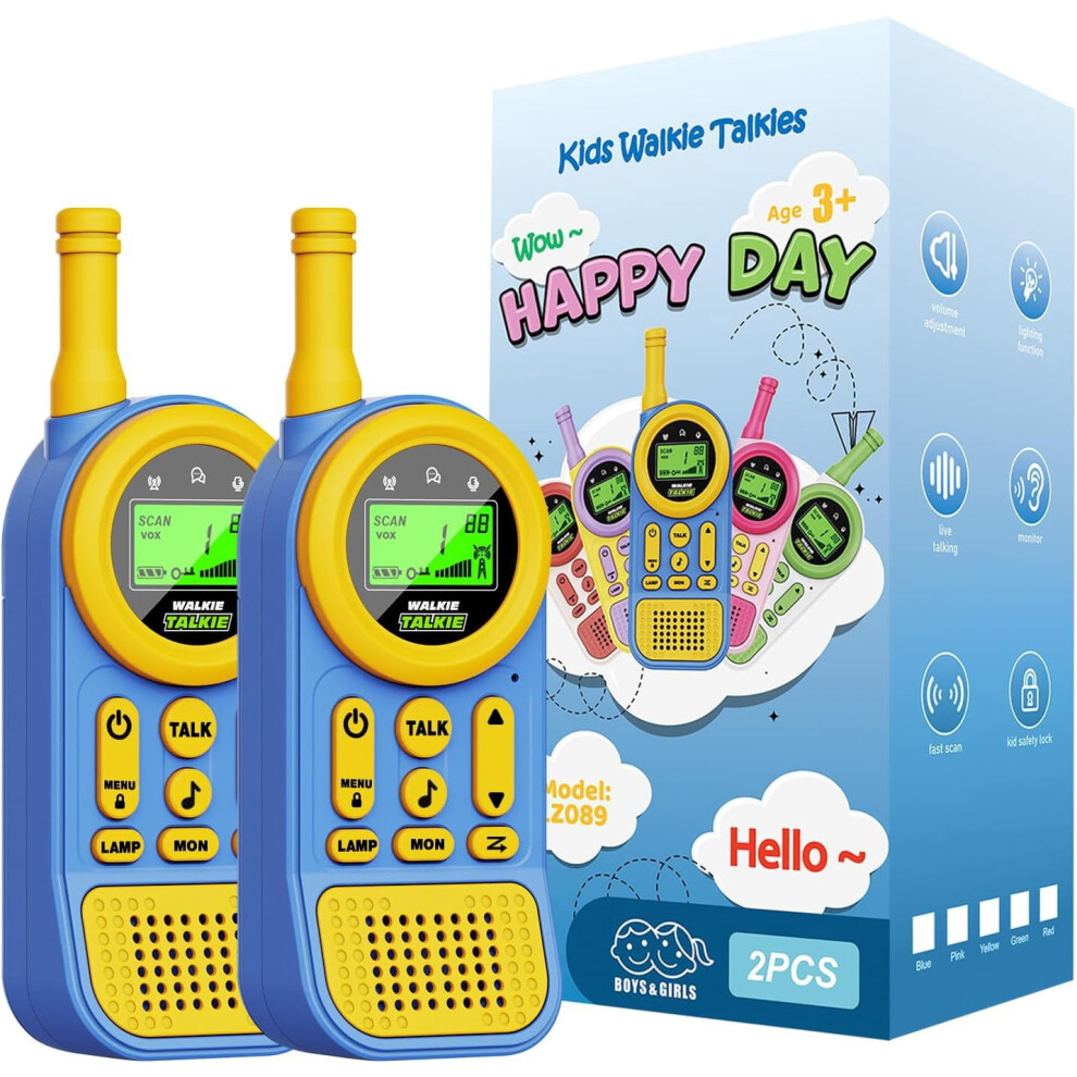 Kids Walkie Talkies 2-Pack 22 Channels 3-Mile Range 9132278229195