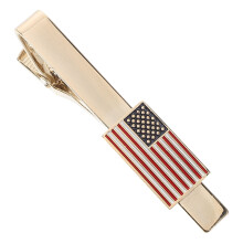 FRCOLOR Men's Gold American Flag Tie Clip Suitable For Weddings Day Business Meetings And Patriotic Events Unique Suit Accessories for Men