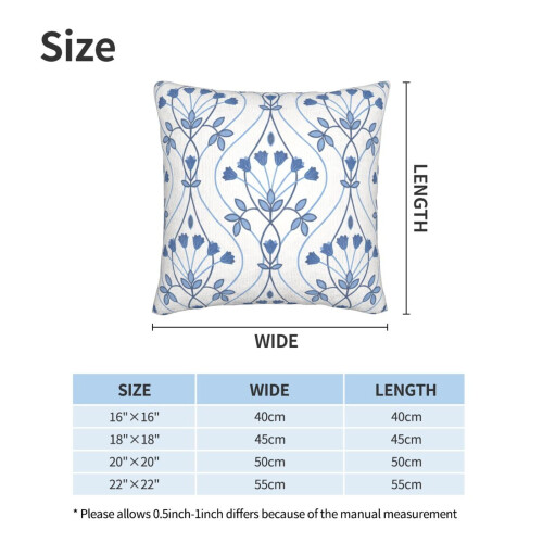 Μαξιλαροθήκες Dard Blue Tulip 16"X16" Σετ 2 καναπέδων ρουστίκ διακόσμηση σπιτιού για 1