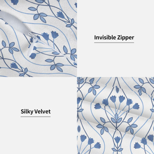 Μαξιλαροθήκες Dard Blue Tulip 16"X16" Σετ 2 καναπέδων ρουστίκ διακόσμηση σπιτιού για 2