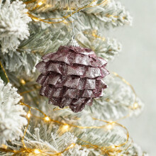 Weihnachtsschmuck in Rosa mit Federn, in Geschenkboxform, elegante Weihnachtsdekoration für Weihnachtsbaum, Kaminsims und festliche Heimpartys