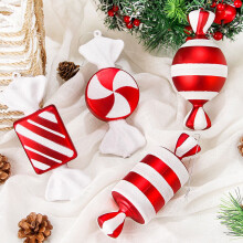 Weihnachtsbaumschmuck in Zuckerstangenform – Pfefferminz-Lutscher-Dekoration, Anhänger aus Polymer Clay, passend für Weihnachtskränze und