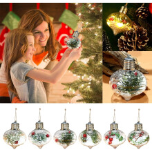 6er-Set transparente Kürbisse mit Lichtern, Weihnachtsbaumschmuck zum Aufhängen, warmes Licht, stimmungsvolle Weihnachtsbaumdekoration