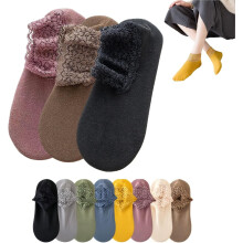Damen-Spitzensocken, modische Spitzensocken, wärmend, rutschfest, aus Plüsch, für Zuhause, weich und atmungsaktiv