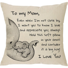 Regalo para mamá de parte de su hija/hijo: Funda de cojín decorativa "Aunque no esté cerca, te quiero y te aprecio" – Compatible con cojines