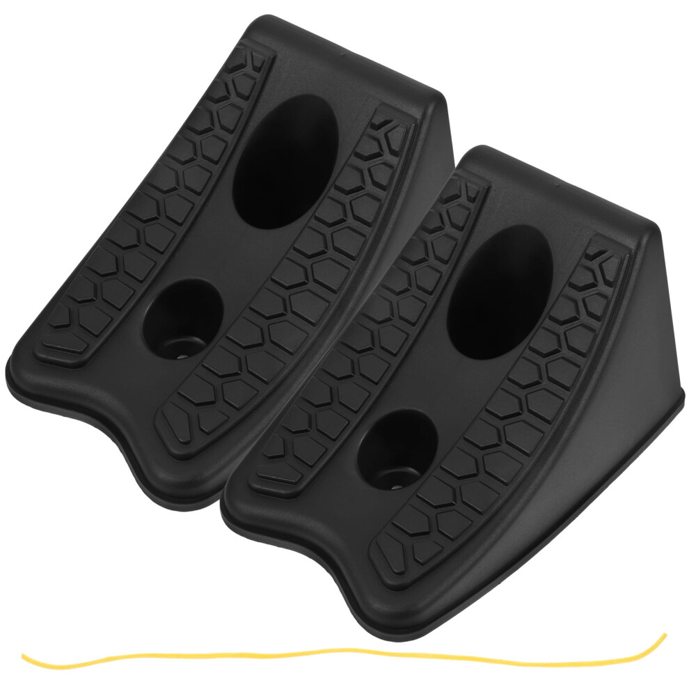 Frcolor 2 Pcs Wheel Chock Wedge For Vehicle Stoppers Tire Chocks Black 9423501704436