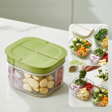 Voedselveilige opbergdoos met 4 vakken, vaatwasser- en magnetronbestendig, lekvrij en luchtdicht deksel, voor fruit, groenten en salade —