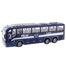 Coche RC de simulación, diseño de coche de policía de juguete, iluminación interactiva, autobús escolar azul