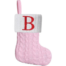 Mini-Strickstrumpf, grün, 8,5 Zoll, bestickter Weihnachtsstrumpf mit Initialenmonogramm – geeignet zum Aufhängen am Kamin, Weihnachtsgeschenk