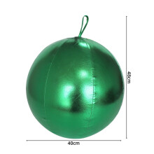 40 cm oppblåsbar julekule med glittertrekk, grønn PVC-hagedekorasjon – kompatibel med utendørs bruk