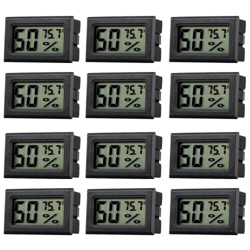 Digital Electronic Thermometer Hygrometer, Mini Fahrenheit () LCD Display 12PCS