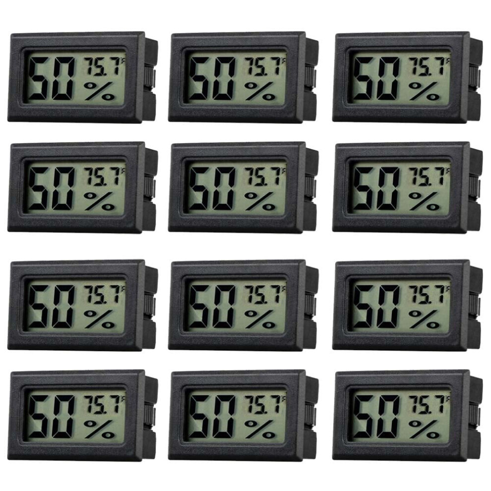 Digital Electronic Thermometer Hygrometer, Mini Fahrenheit () LCD Display 12PCS