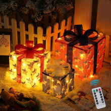 LED-Weihnachtsgeschenkboxen, 3er-Set – Leuchtende Dekoboxen mit Deckel, passend für Weihnachtsfeiern und Weihnachtsbaumdekoration