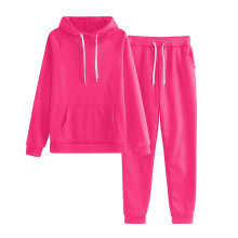 Ediodpoh Sport Suit Women Solid and Tracksuit Sweatshirt Hooded Women Suits Sets 2 Piece Sets Women Outfit Hot Pink L