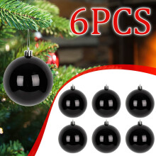 Black Christmas Ball Ornaments, Shatterproof Christmas Ball Hanging Decorations Indoor, Christmas Baubles for Xmas Tree Decoration, 6Pcs 3.15inch