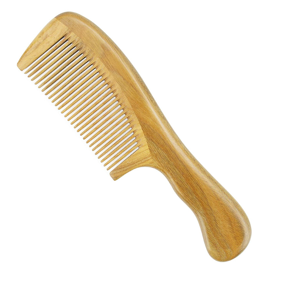 Onedor Handmade 100% Natural Green Sandalwood Hair Combs - Anti-Static Sandalwood Scent Natural Hair Detangler Wooden Comb (Fine Tooth)
