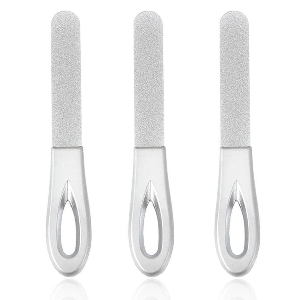 Silver/Black 3 Pcs Stainless Steel Nail Files Non Slip Handle Grit Diamond Fingernail File Metal Nail File Emery Boards For Natural Nails