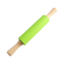 Rodillo de silicona para hornear - Superficie antiadherente - Mango de madera - Rodillo para masa de pizza