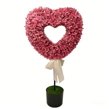 Valentine's Day 2.5 Ft Pink Heart Topiary Tree – Artificial Outdoor Decor for Garden, Wedding & Spring Events