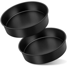 Tavă rotundă pentru tort de 20x5 cm, miez din oțel inoxidabil antiaderent, neagră
