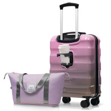 PAPROOS 20" Hartschalenkoffer & Reisetasche, 2-teiliges Set, leichtes Kindergepäck mit TSA-Schloss, Getränkehalter, erweiterbar, Handgepäck –