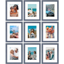 Picture Frames Set of 9 Navy Engineered Wood 8x10