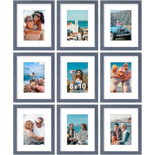 Picture Frames Set of 9 Navy Engineered Wood 8x10