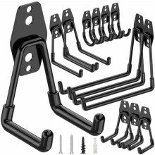 12er-Pack robuste Garagenhaken, Wandhaken aus Stahl zur Aufbewahrung, Wandhalterung für Leitern, Fahrräder, Werkzeuge, sperrige Gegenstände
