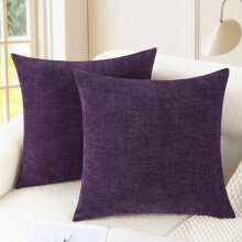 Decoratieve sierkussenhoezen 22x22 inch (2 stuks) Comfortabele chenille kussenhoezen voor bank, fauteuil, bed, woonkamer, pruimpaars