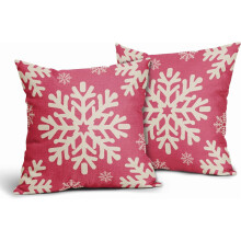 Fodere per cuscini natalizie rosa chiaro 40x40 cm (2 pezzi), decorazione invernale rustica con fiocchi di neve, compatibili con imbottiture quadrate